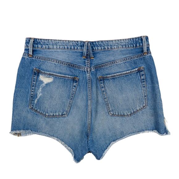 Good American Bombshell Frayed Shorts Button Fly High Rise Jean Shorts Size 10 - Picture 3 of 7